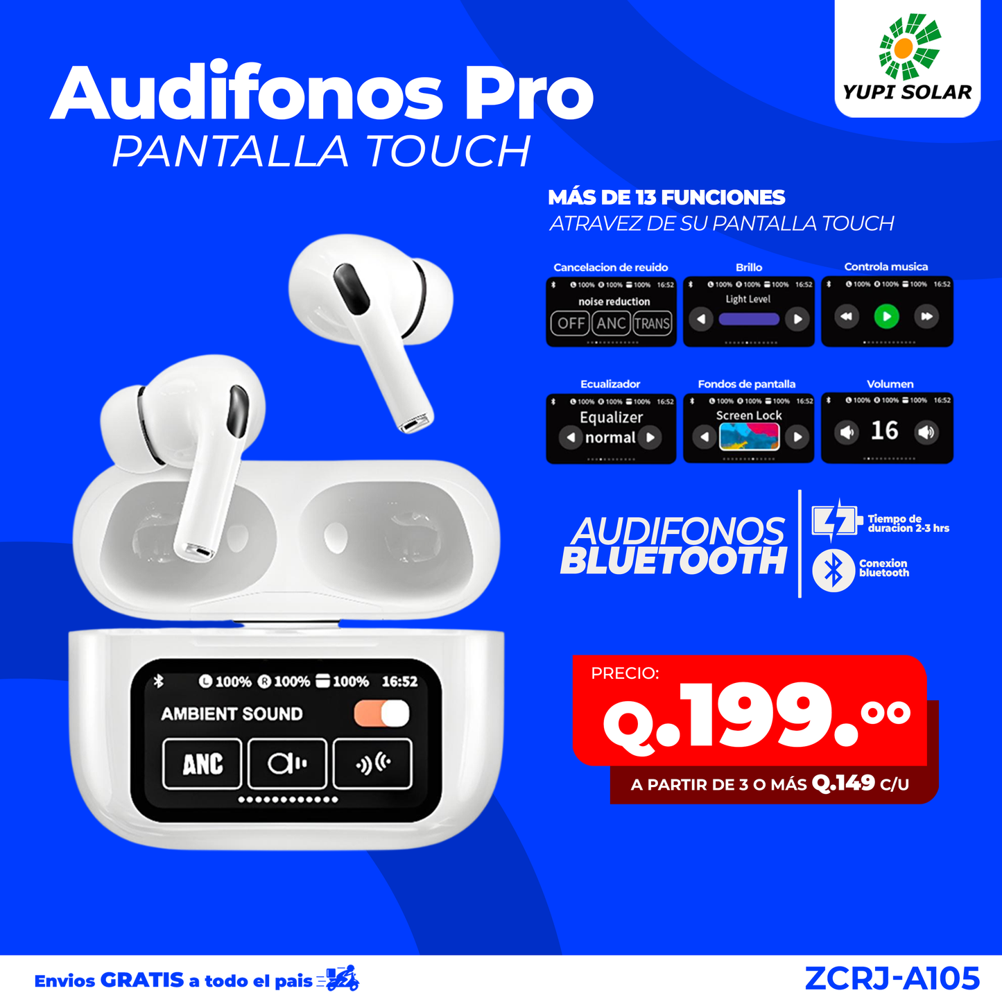 Audífono Pro con pantalla touch