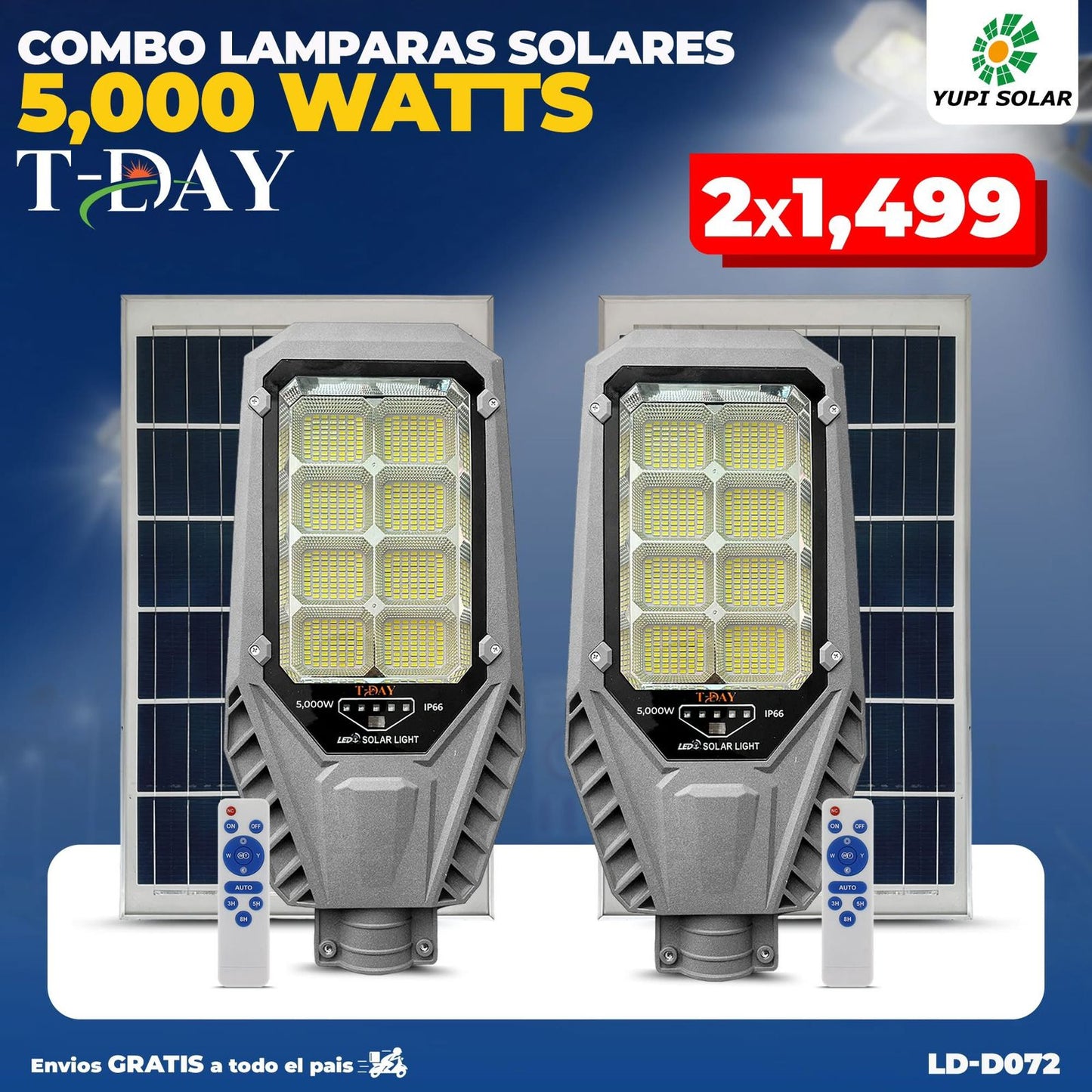 Combo de lamparas led solares 5,000 watts