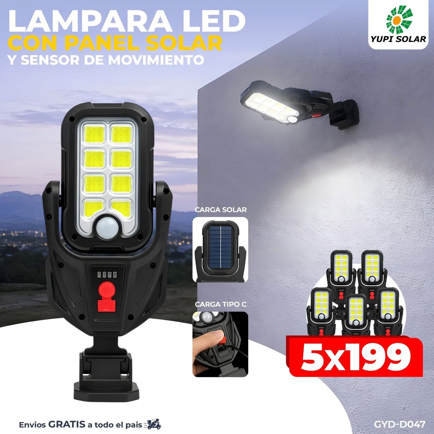 Combo de lamparas led con sensor de movimiento