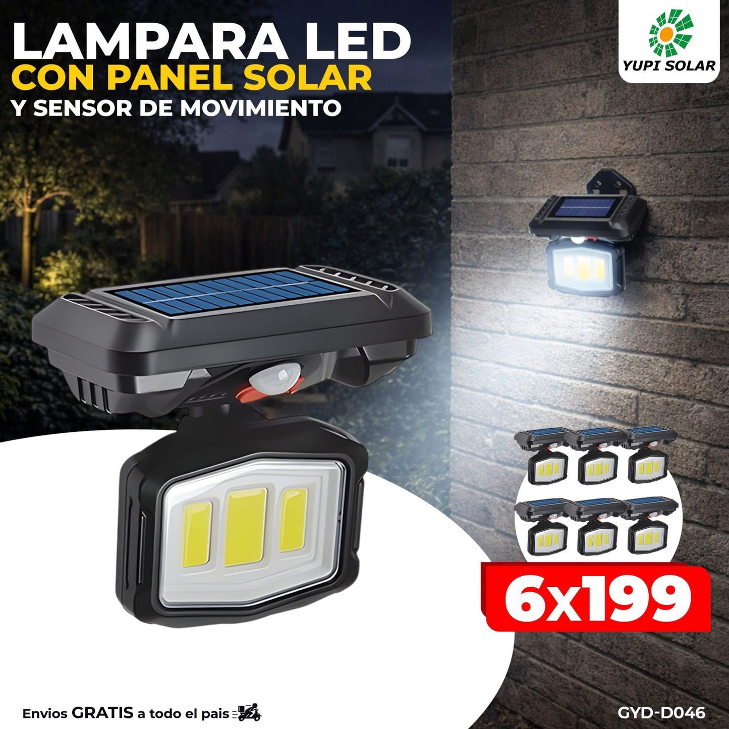 Combo de lamparas led solares con sensor de movimiento