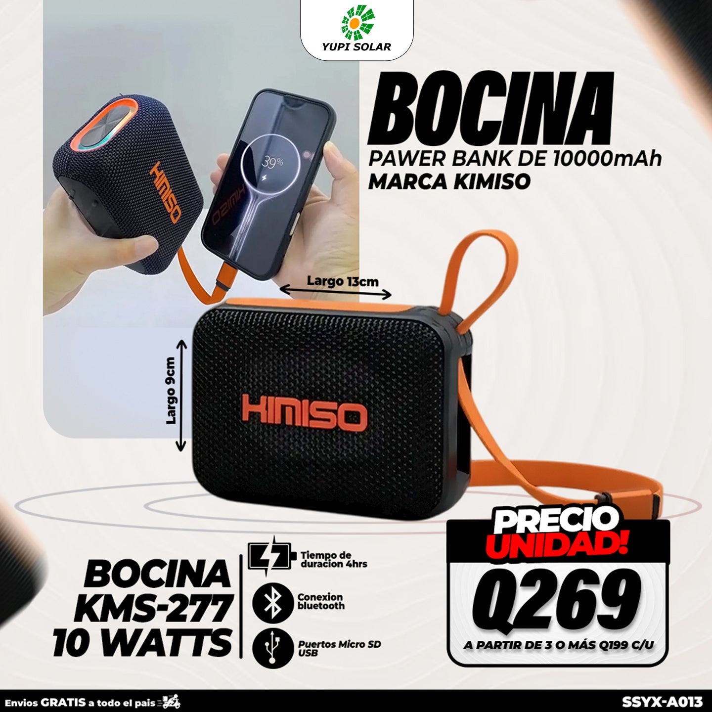 Bocina con power bank de 10 watts