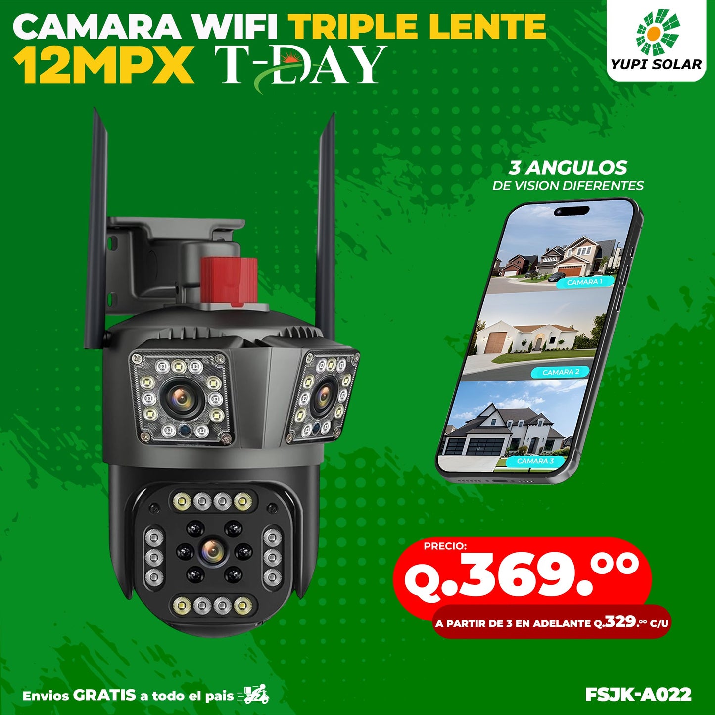 Cámara WIFI triple lente