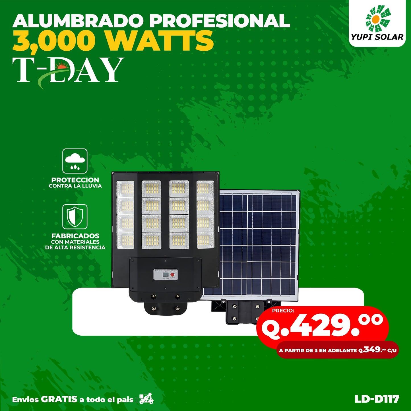 Alumbrado Profecional Panel Solar de 3,000 watts