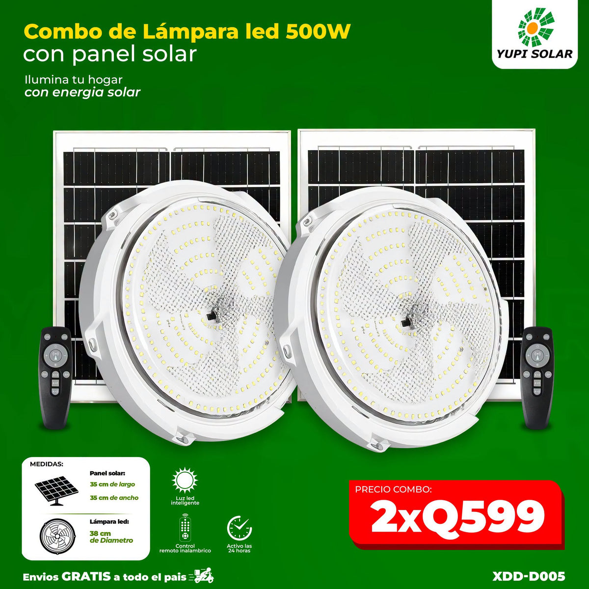 T-DAY Combo lampara solar led de 500 watts