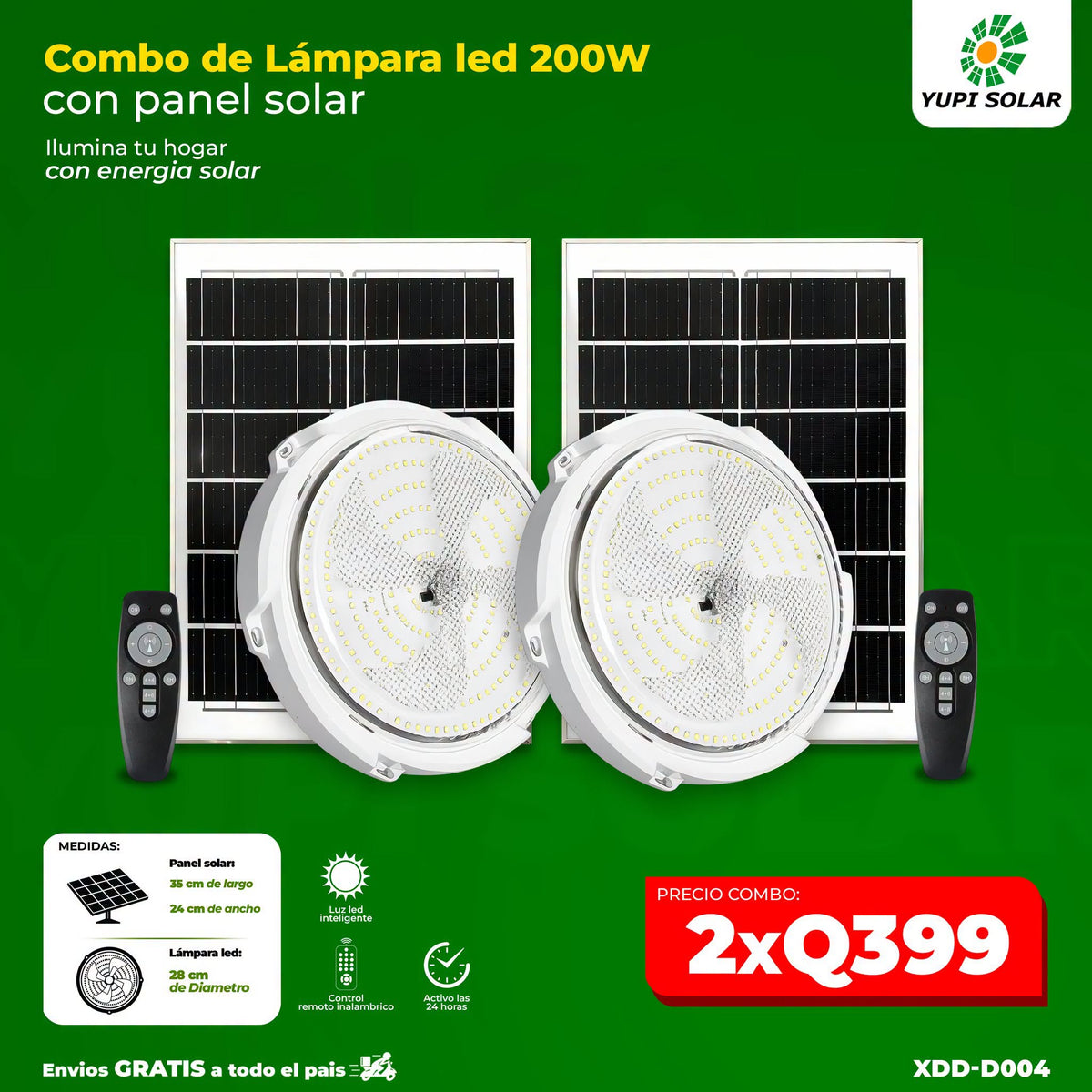 T-DAY Combo lampara solar led de 200 watts