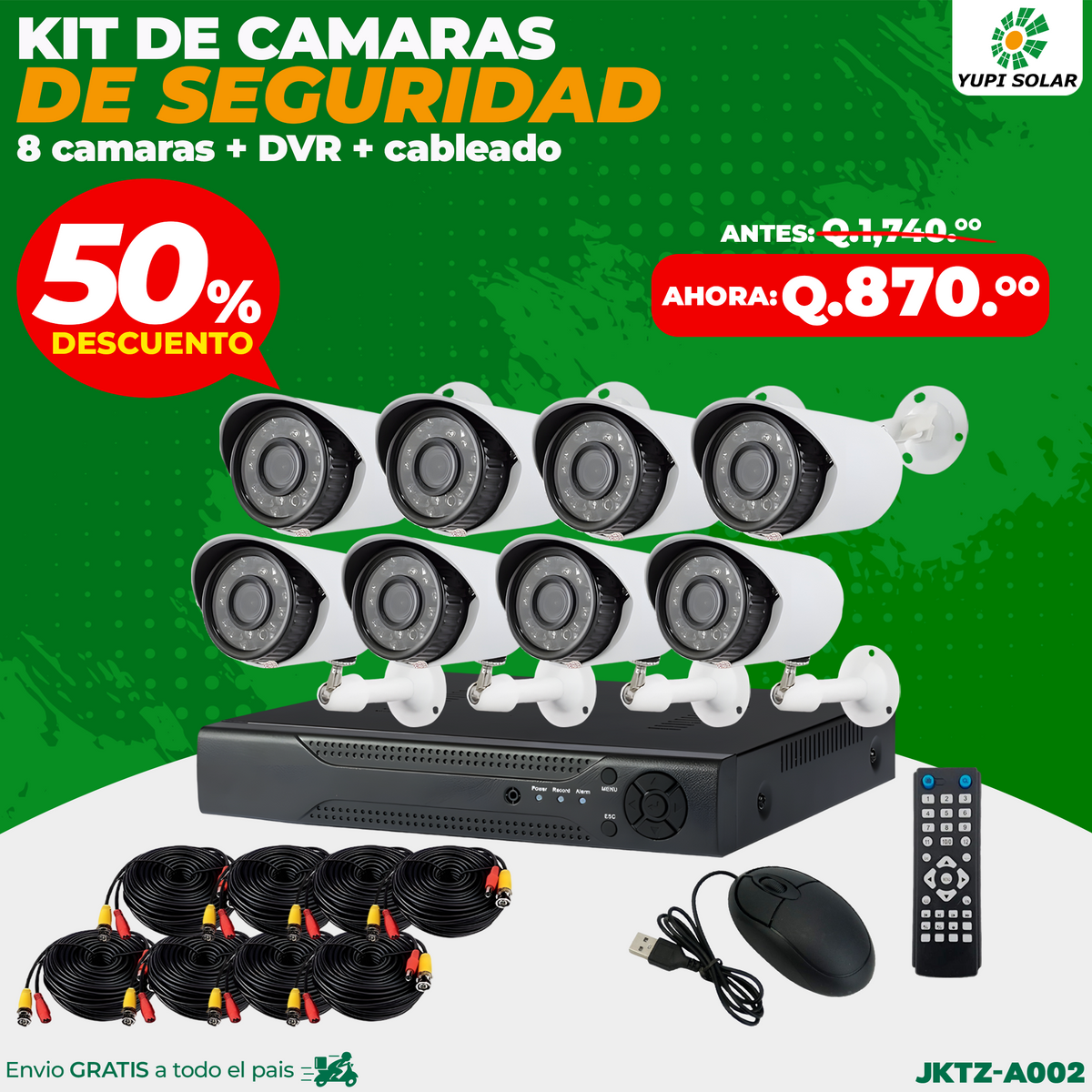 Kit de 8 Cámaras CCTV