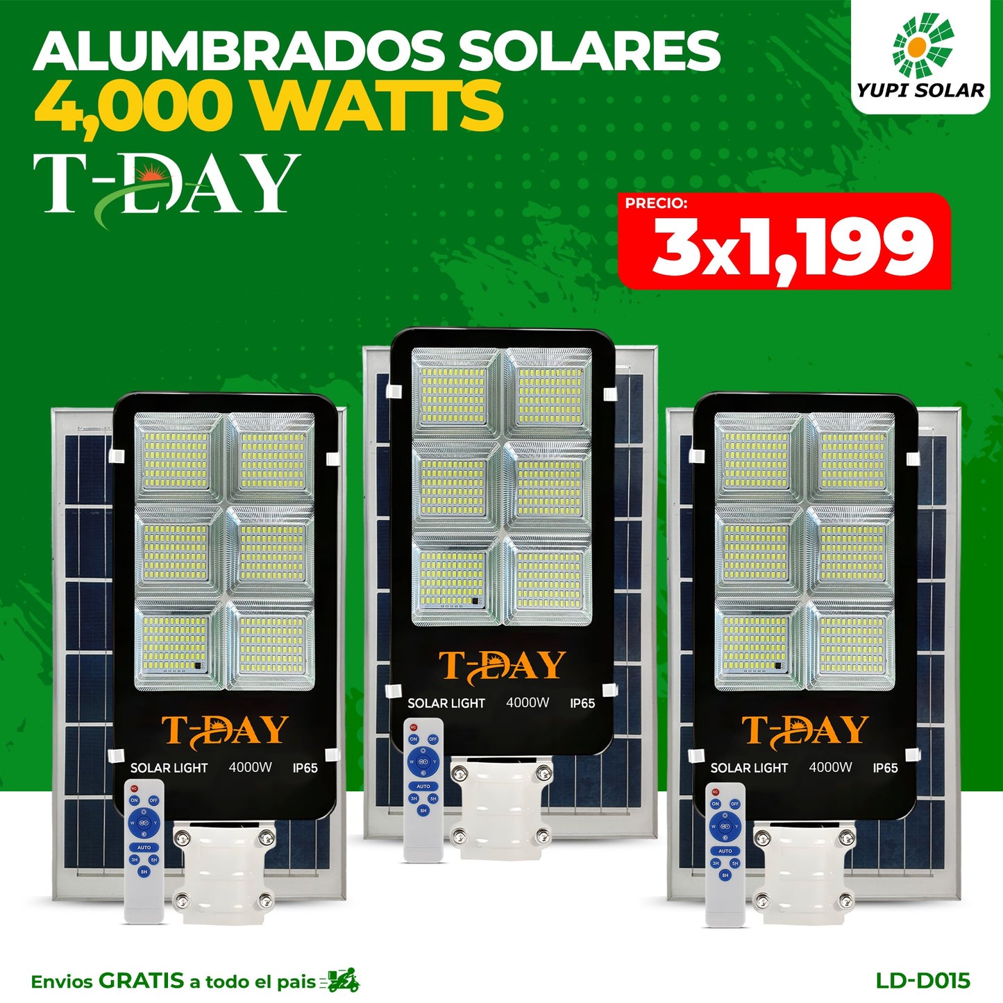Combo de Alumbrados Con Panel Solar de 4,000 watts