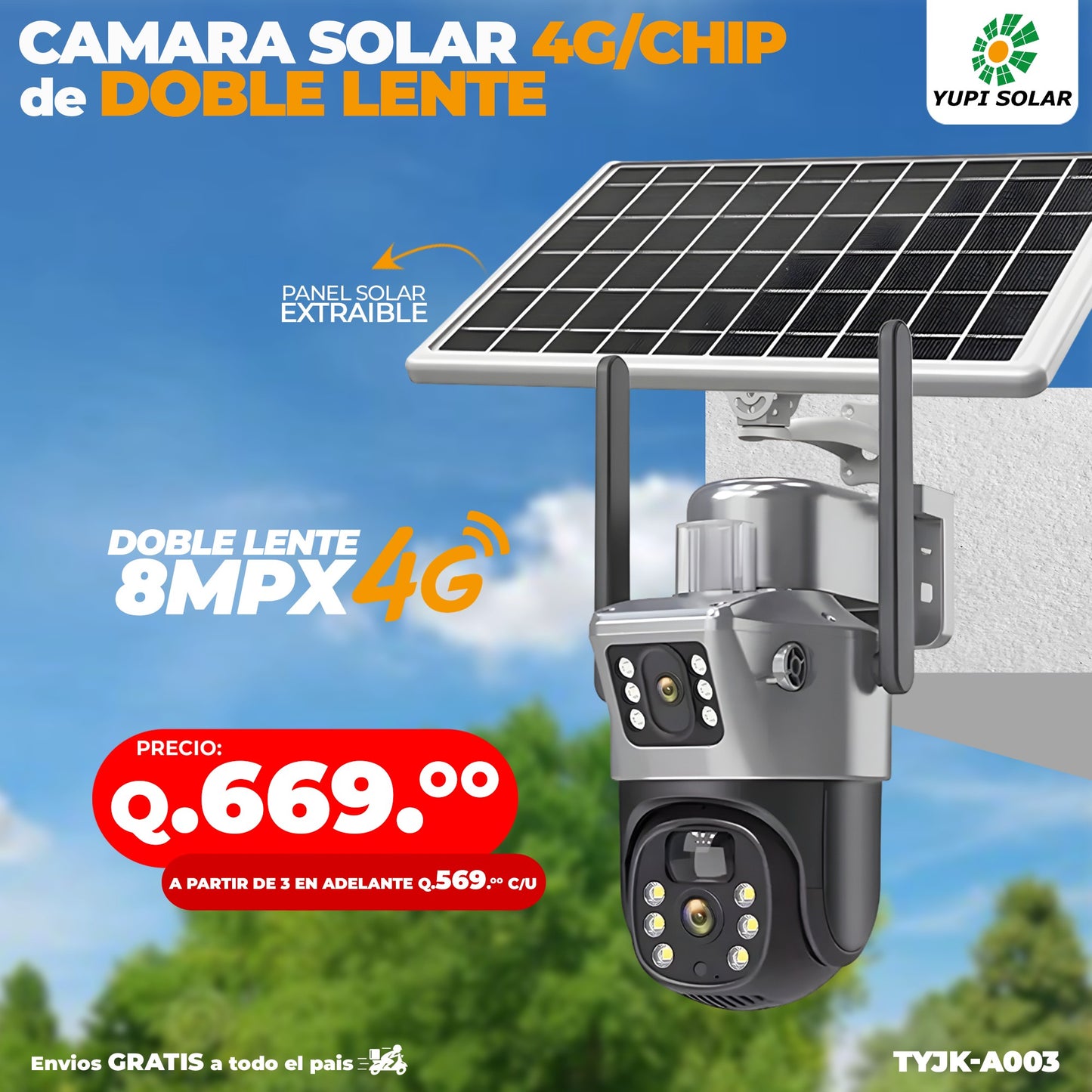 Cámara Solar 4G/CHIP DE DOBLE LENTE