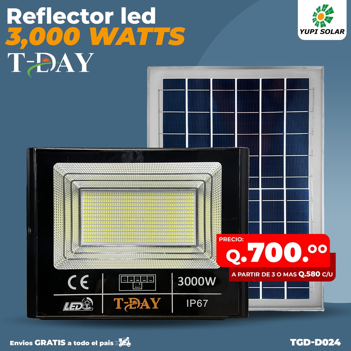 Reflector led solar de 3,000 watts