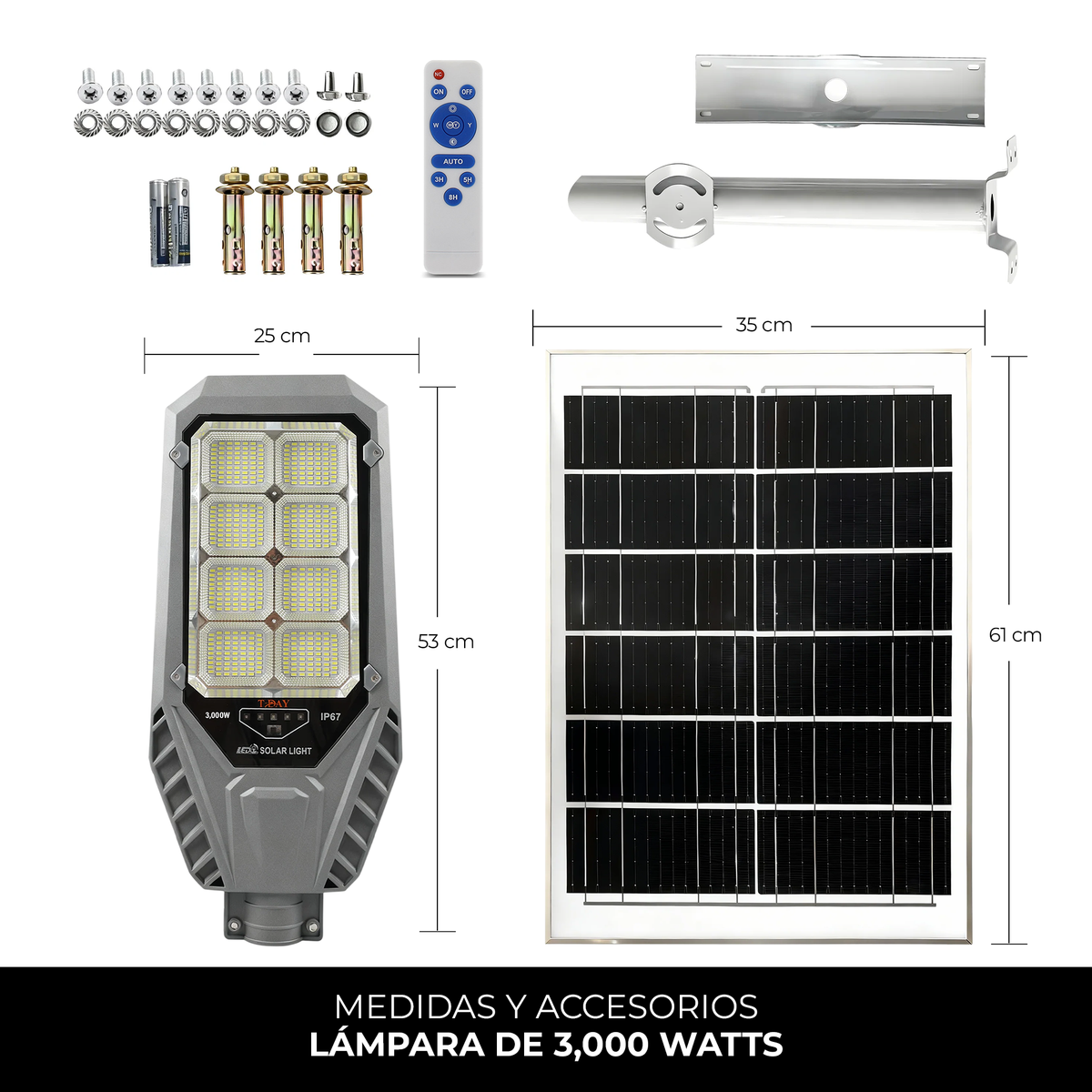 T-DAY Lampara Solar 3,000 watts