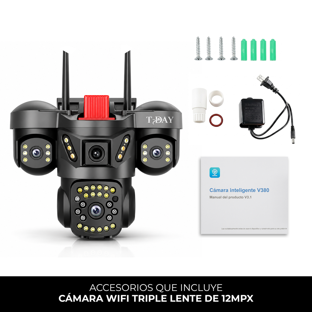 T-DAY Cámara de triple lente Wifi