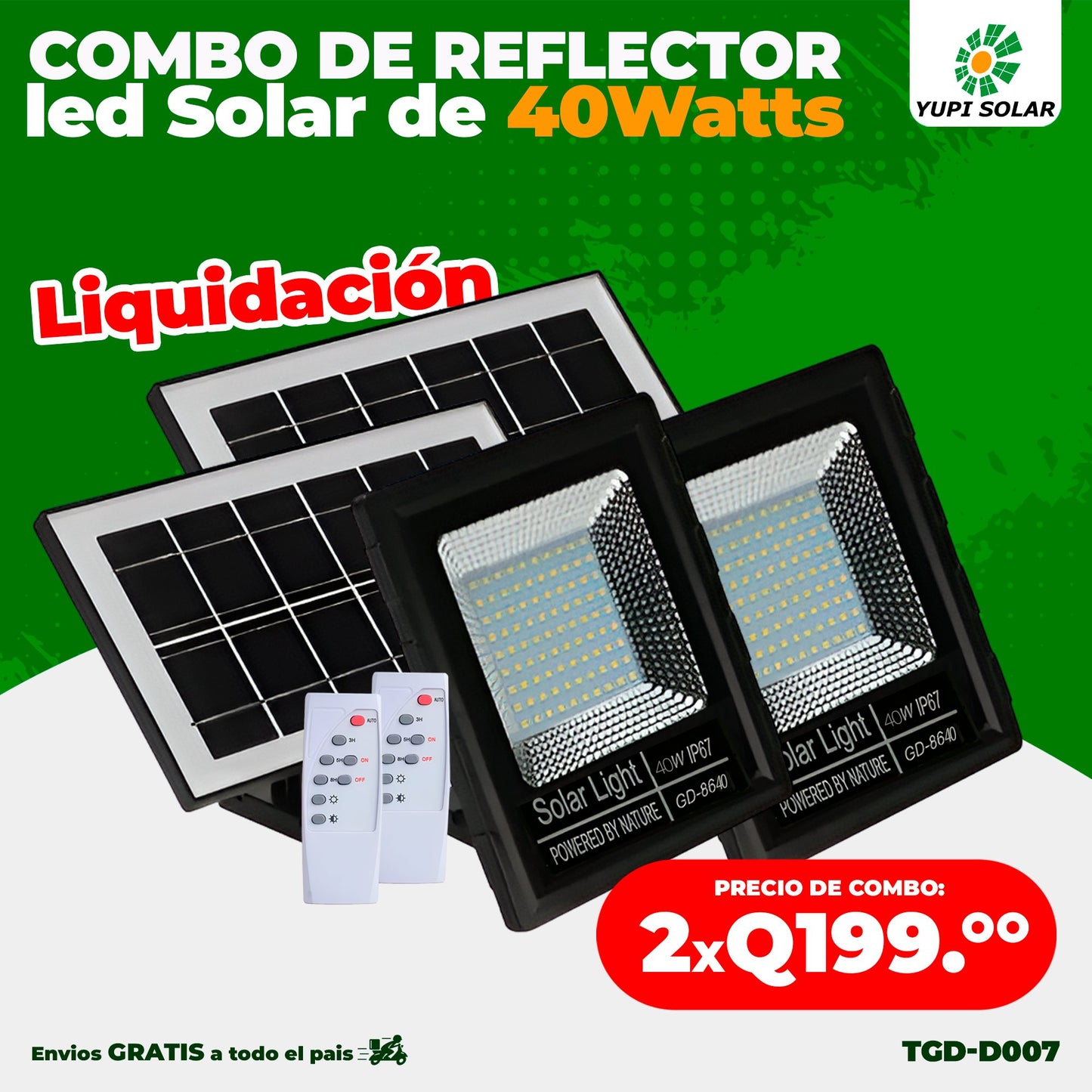 Combo reflectores solares de 40 watts