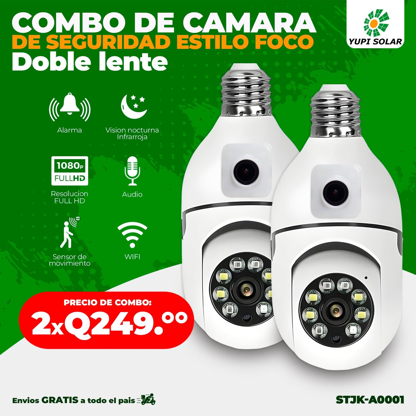 Combo cámaras wifi estilo foco de doble lente