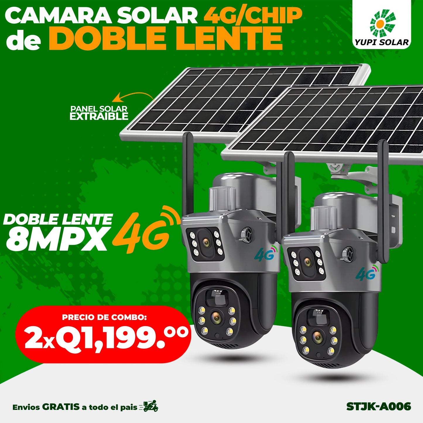 Combo de camaras 4G solares de doble lente