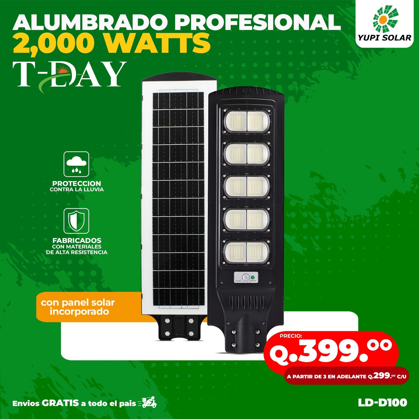 Alumbrado Profecional Panel Solar de 2,000 watts