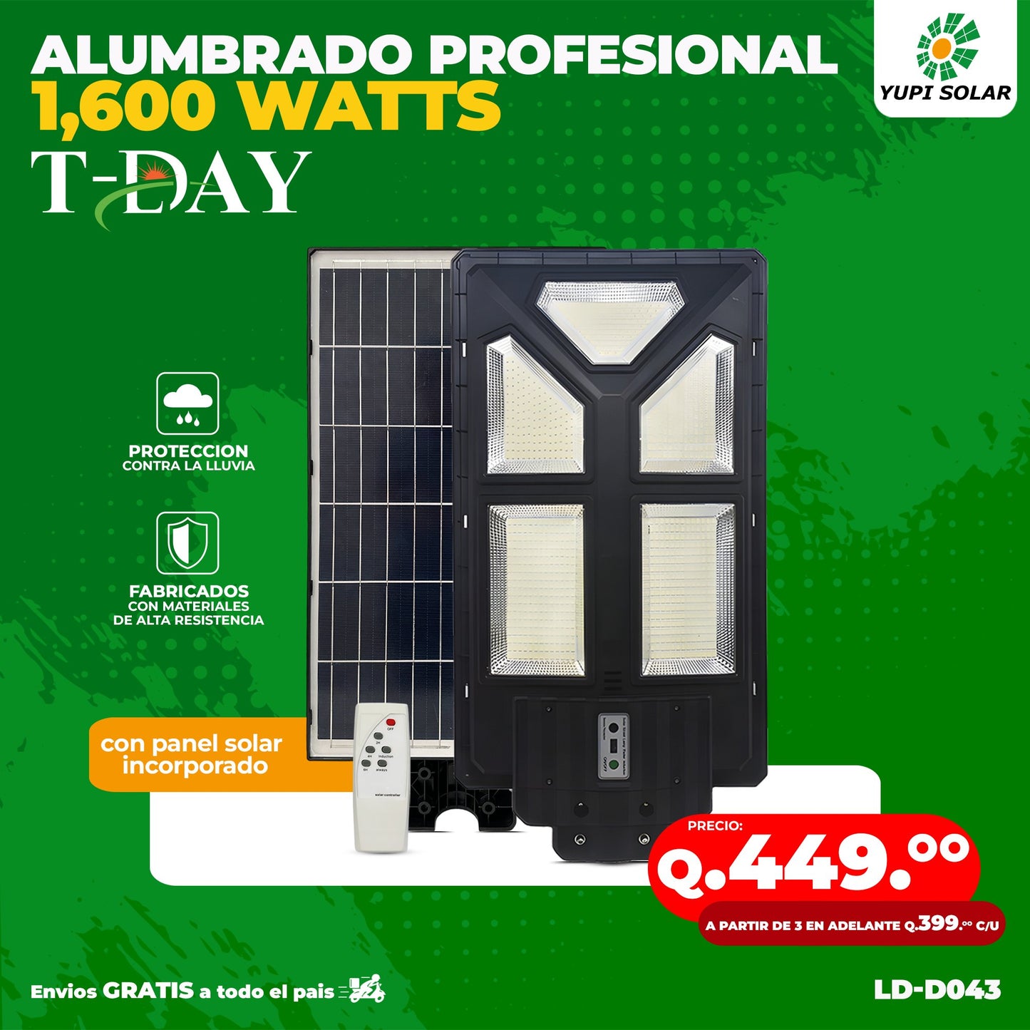 Alumbrado Profesional Panel Solar de 1,600 watts