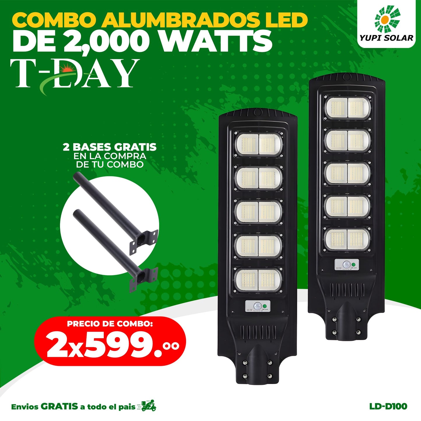 Combo de Alumbrados solares de 2,000 watts