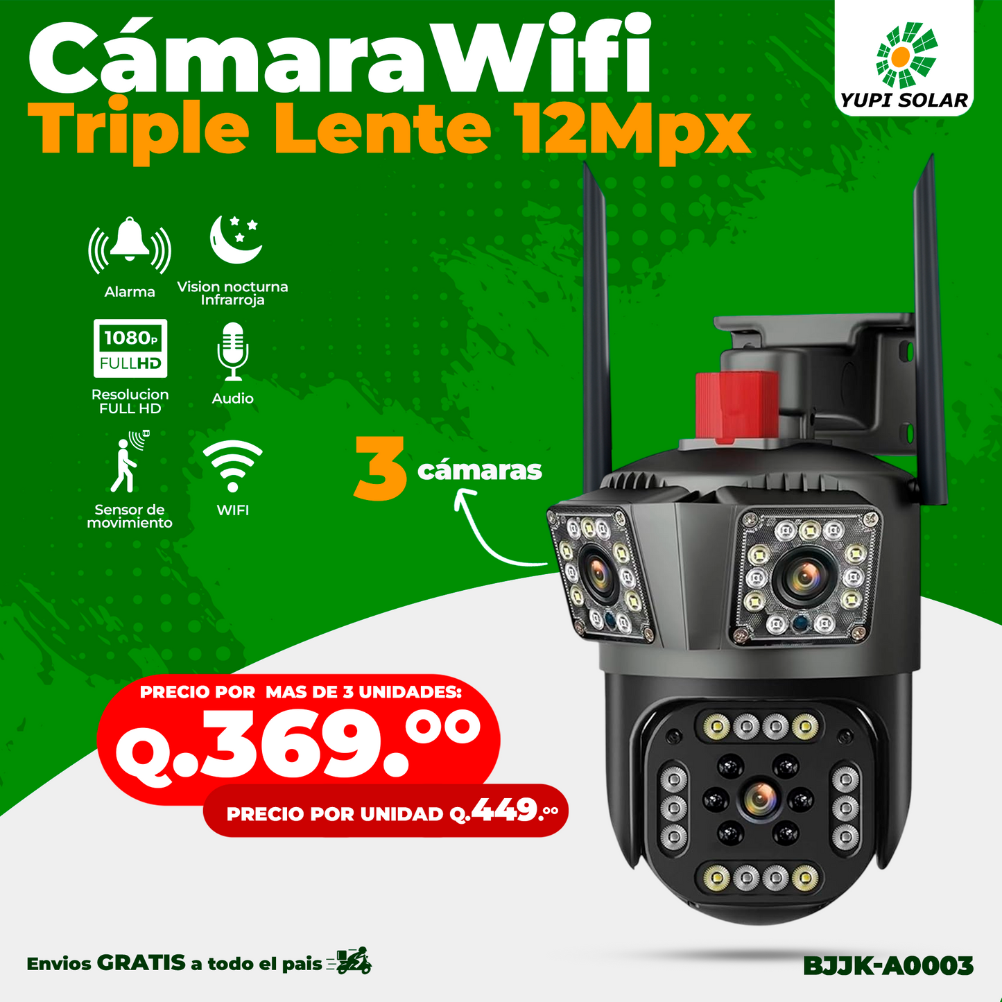 Cámara WIFI triple lente
