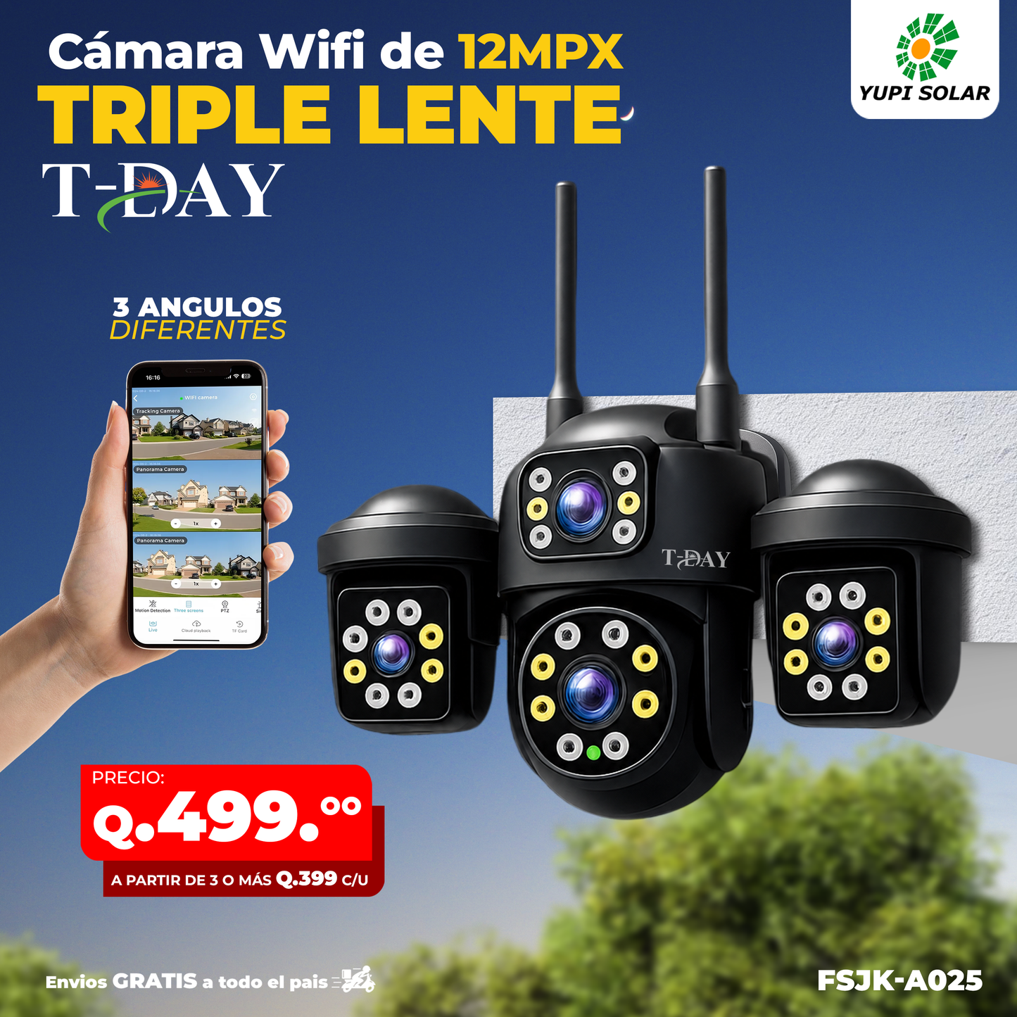 Cámara de seguridad wifi de 12MPX