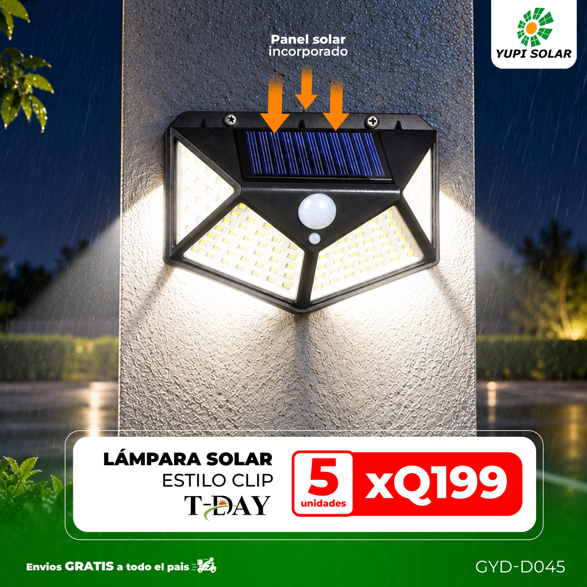 Combo de lámpara led solar estilo clip con sensor