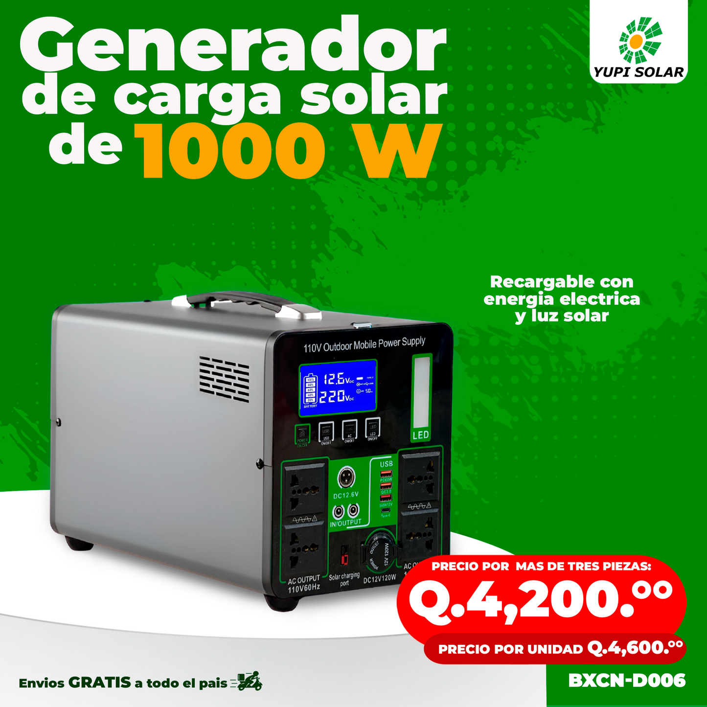 Generador de Carga Solar de 1000 Watts