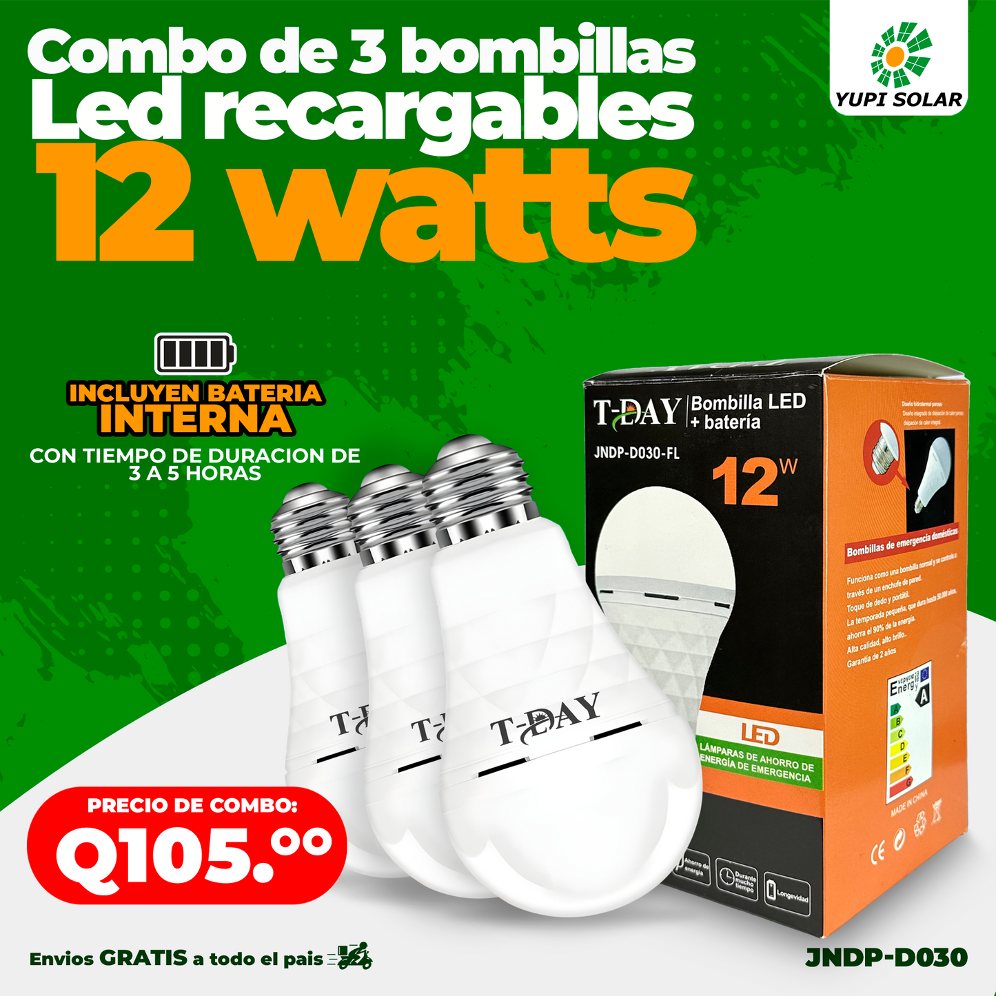 Combo Bombillas Led Recargables de 12 Watts