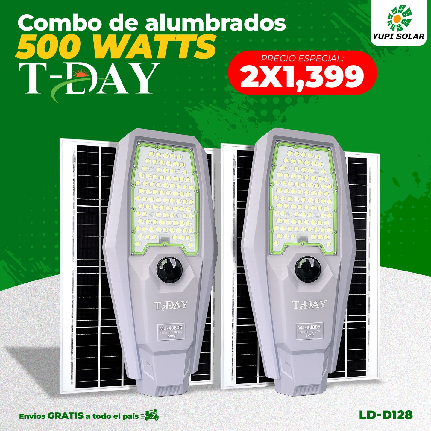 Combo de alumbrado industrial solar de 500 watts
