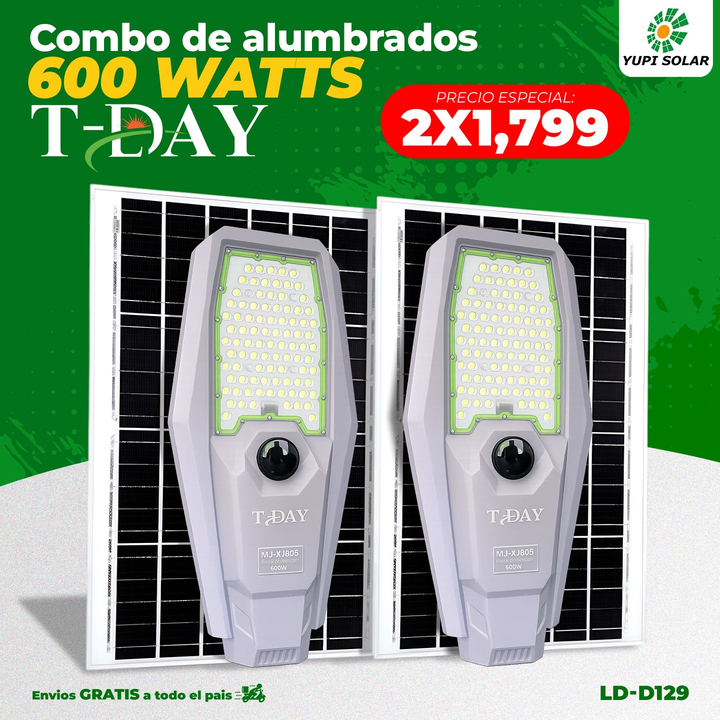 Combo de alumbrado industrial solar de 600 watts