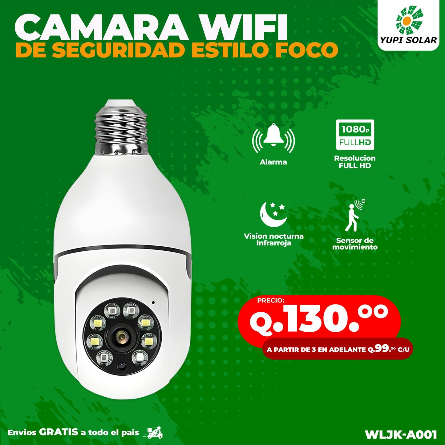 Camara de Seguridad Espía 360° WIFI Tipo Bombillo