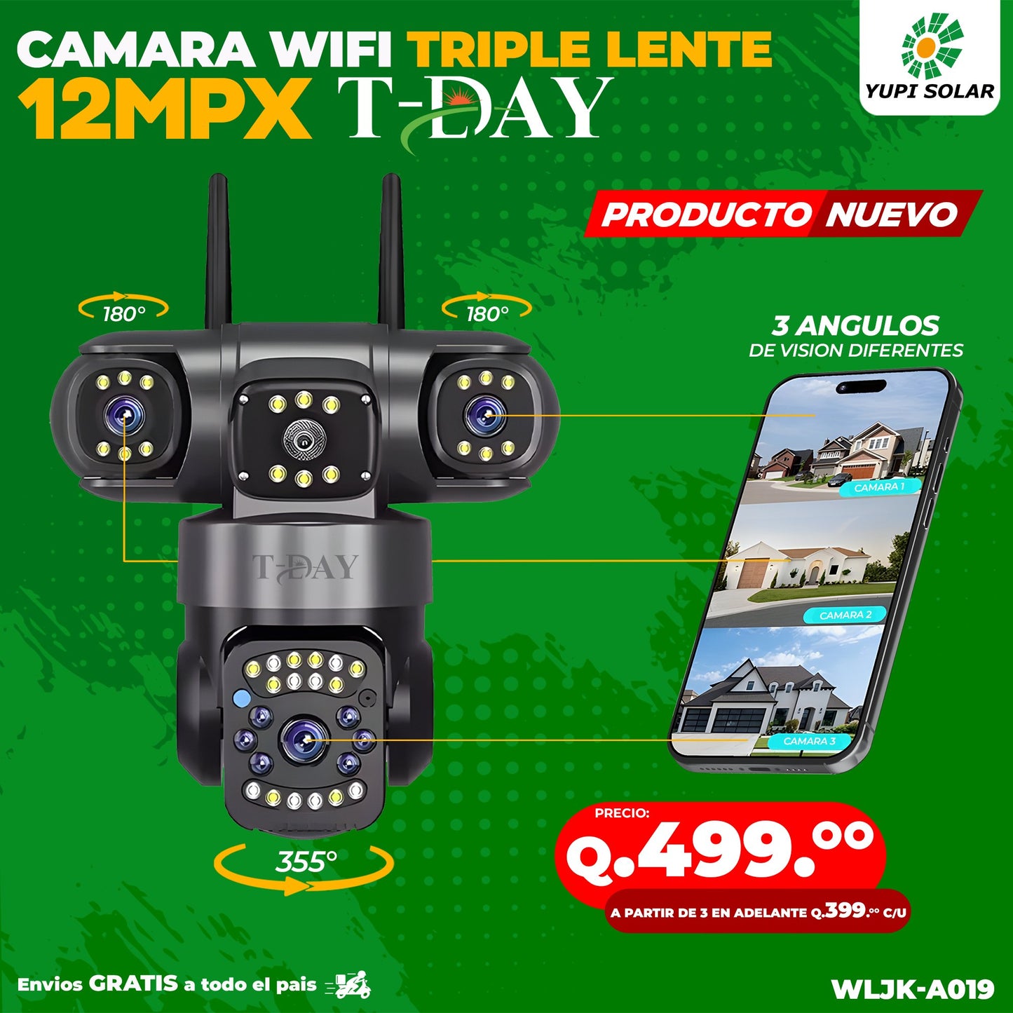 Camara WIFI de TRIPLE LENTE