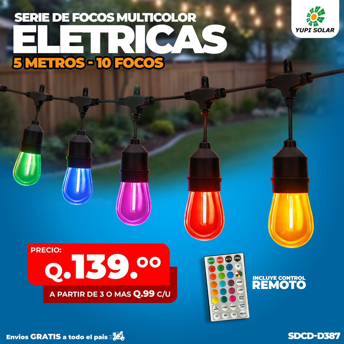 Serie de Focos Vintage Electricas 5 metros 10 focos