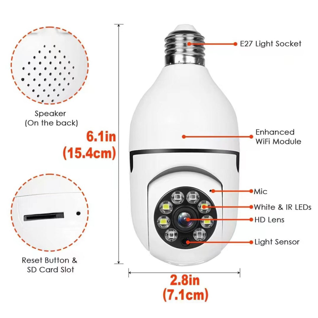 Camara de Seguridad Espía 360° WIFI Tipo Bombillo
