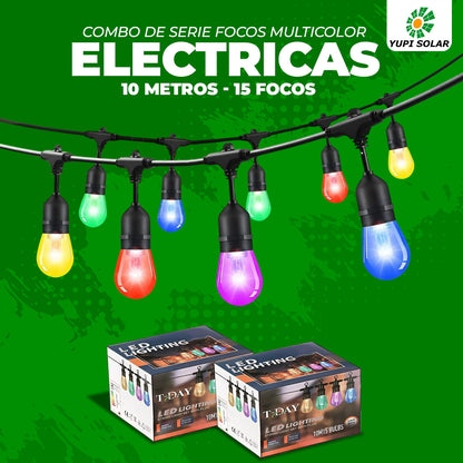 Combos de Serie Focos Multicolor Electricas 10 metros 15 focos
