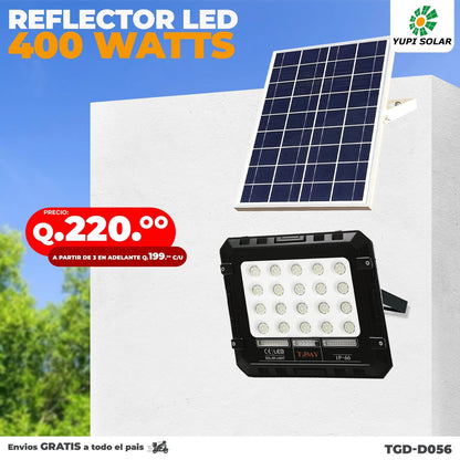 Reflector Led Con Panel Solar de 400 Watts