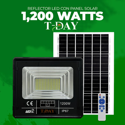 Reflector Led Con Panel Solar de 1,200 Watts