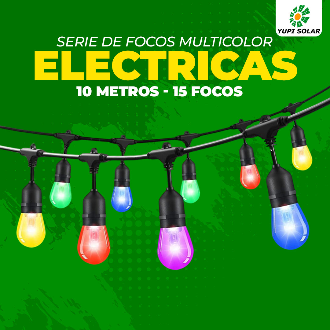 Combos de Serie Focos Multicolor Electricas 10 metros 15 focos