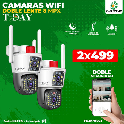 T-DAY Combo cámara wifi de doble lente de 6MPX electrica