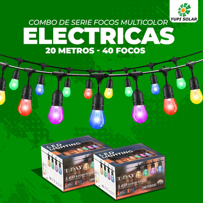 Combos de Series Focos Multicolor Electricas 20 metros 40 focos