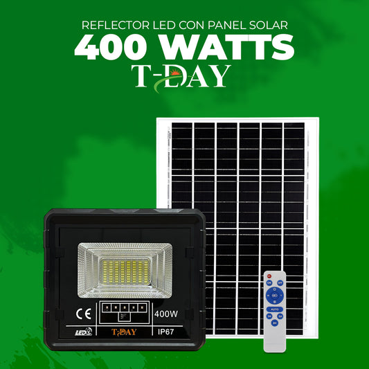 Reflector Led Con Panel Solar de 400 Watts