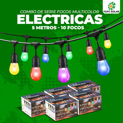 Combo de Serie focos multicolor electricas 5 metros 10 focos