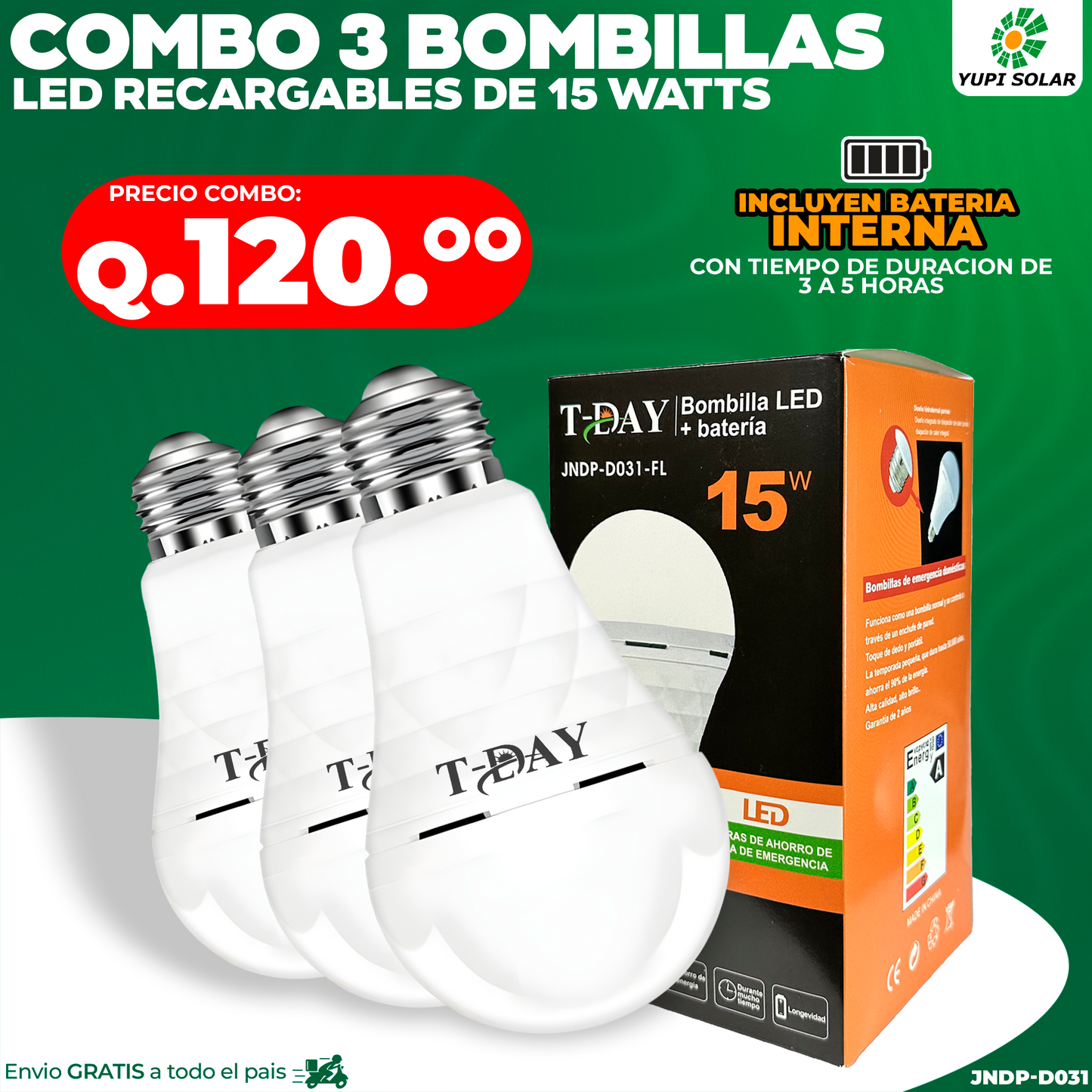 Bombillas LED recargables 15 watts