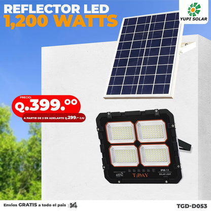 Reflector Led Con Panel Solar de 1,200 Watts
