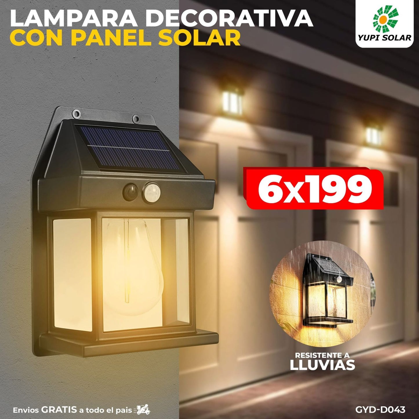 Combo de lamparas Decorativa con panel solar