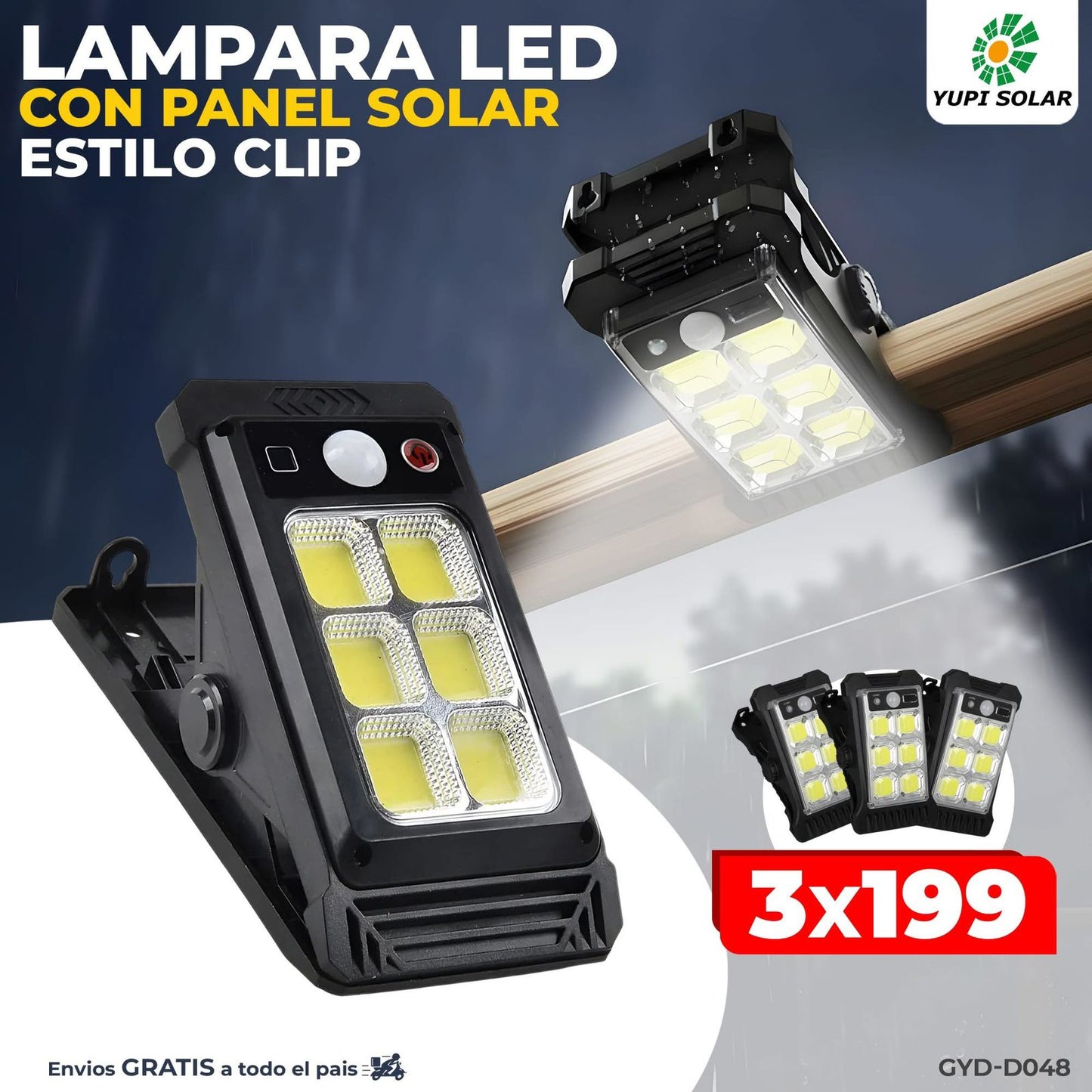 Combo de lamparas Estilo Clip con panel solar