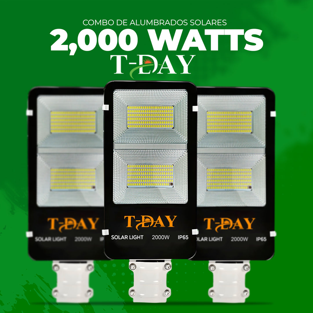 Combo de Alumbrados Con Panel Solar de 2,000 watts