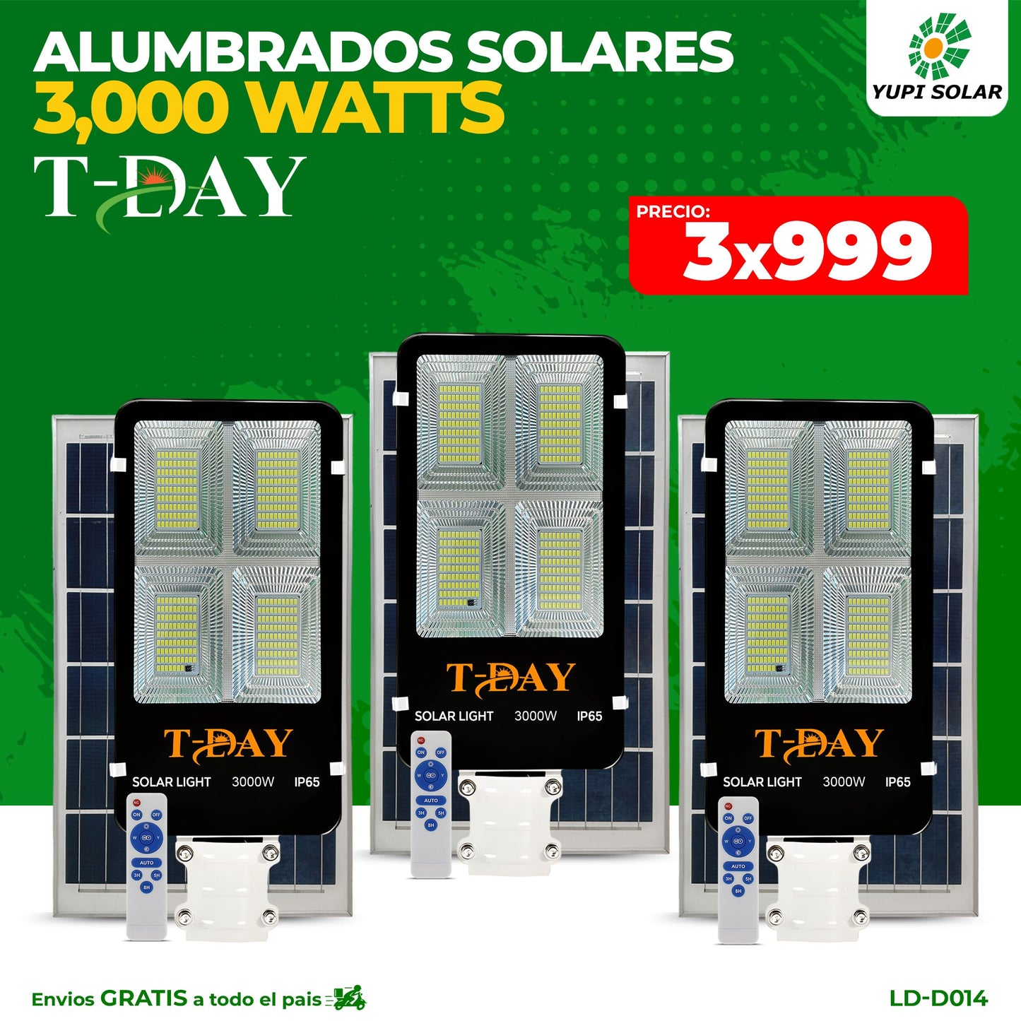 Combo de Alumbrados Con Panel Solar de 3,000 watts