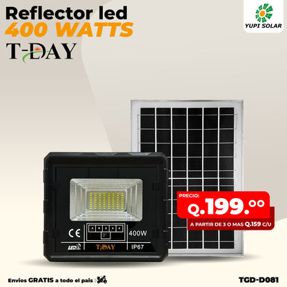 Reflector Led Con Panel Solar de 400 Watts