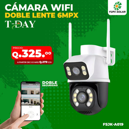 T-DAY Cámara WiFi de doble lente con resolución de 6PMX