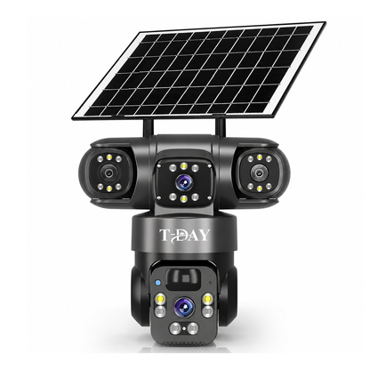 T-DAY Cámara solar con chip 4g de triple lente