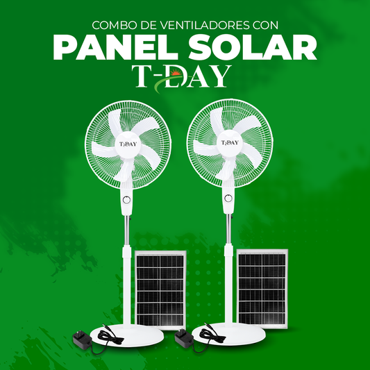 Combo de ventiladores recargables con panel solar